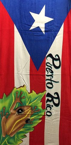 Puerto Rico Flag and Coqui Towel, Puerto Rico Beach Towels