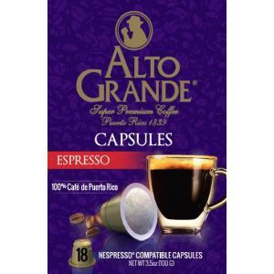  Puerto Rico Alto Grande 18 Espresso Capsules, Cafe Alto Grande en Capsulas