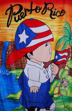 Toalla Nene y Bandera, Towel with the Kid and the Flag of Puerto Rico