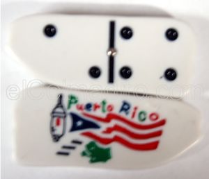  Puerto Rico Dominoes in the shape of the Island and the Garita with the Flag 