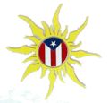 Puerto Rican Flag with a Sun, Designer Sticker, Bandrea de Puerto Rico con un sol, Flag
